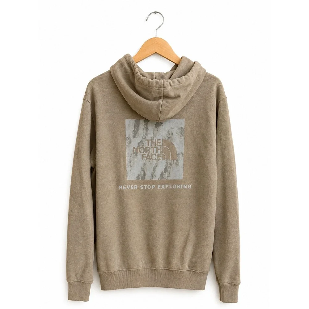 The North‎ Face Mens Tan Never Stop Exploring Box Logo Pullover Hoodie Medium